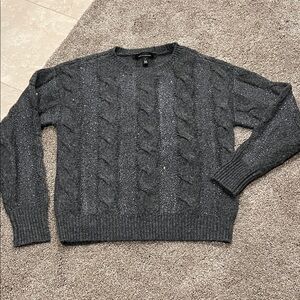 WHBM grey sparkling cable knit sweater